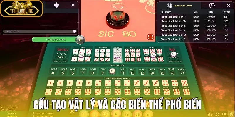 Bàn sicbo truyền thống với khung gỗ nỉ và viền kim loại
