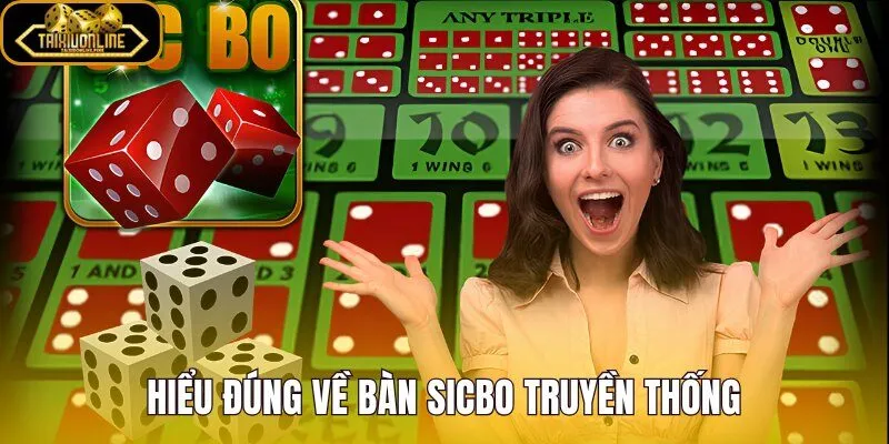Bàn sicbo truyền thống với mặt cược và khu lắc rõ ràng